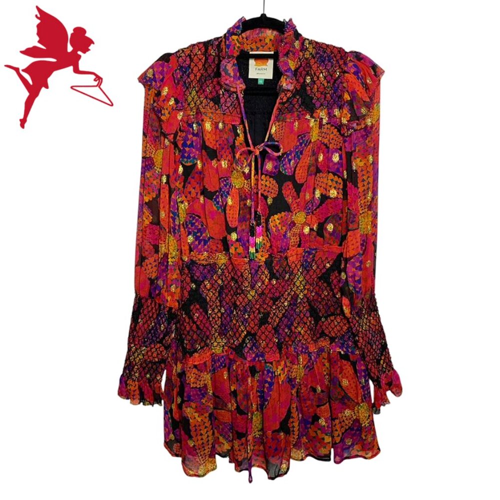 FARM RIO Daisy Smocked Ruffle Mini Dress - Picture 3 of 11